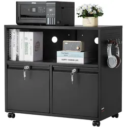 VEVOR Aktenschrank Rollcontainer Mobil mit 2 Schubladen Seitlich mit Schloss