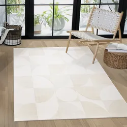 Teppich PACO HOME "Luzern 656", beige (creme), B:200cm H:13mm L:290cm, Polyester, Teppiche, Kurzflor, Uni Farben, Hoch-Tief-Struktur, Scandi Design