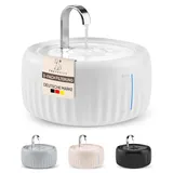 PrettyPaw Katzenbrunnen Aqua Flow Pro [NEUEINFÜHRUNG] Super leiser, BPA-freier 3L Trinkbrunnen für Katze mit LED und Aktivkohlefilter I Leicht zu reinigender Katzen Trinkbrunnen I Aqua Flow (Weiß)