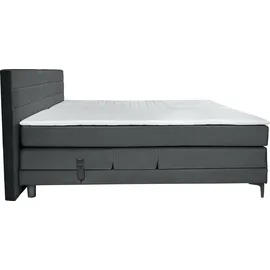 Alina Boxspringbett ALINA "Powell", grau (dunkelgrau gcp 129), B:192cm L:212cm, Chenille GCP (100% Polyester), Komplettbetten, Boxspringbett, inkl. Motor, Matratze und Topper, in unterschiedlichen Ausführungen