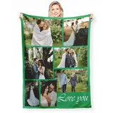 Personalised Photo Blanket with Own Photo Text Collage, Fotodecke, Personalisierte Decke mit Foto, Friends, Family, Father, Mother, Children, Gift for Birthday, Christmas, Wedding, Anniversary