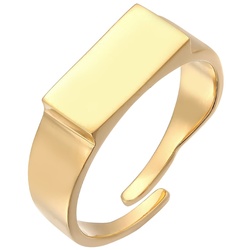 Elli Ring Siegelring Verstellbar offen 925 Silber goldfarben Damen 