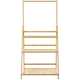 [en.casa] Pflanzenleiter 3-Ebenen 144 x 70 x 39,5 cm Natur