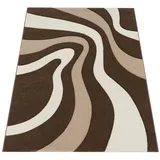 Paco Home - Designer Teppich Mit Konturenschnitt Wellen Muster Braun Beige Creme 60x110 Cm