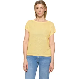 Cartoon Strickpullover mit Rundhalsausschnitt Gelb 36