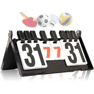 WishesMar 4-Stellig Tragbare Flip Anzeigetafel 4 Ziffern Kerbe Zähltafel Wettkämpfe Sportanzeigetafel Punktetafel Punktezähler für Badminton Volleyball Tischtennis Fußball Boxen #B