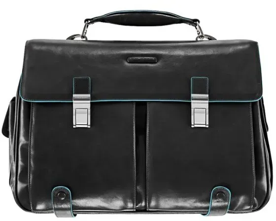 Piquadro Blue Square Aktentasche Leder 43 cm Laptopfach  schwarz