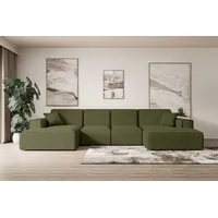 ALTDECOR Ecksofa mit Schlaffunktion und Bettkasten Corner Sofa Eckcouch Couch U-Form universal, links/rechts angeordnet Schlafcouch Ausziehbar Wohn... - Grün