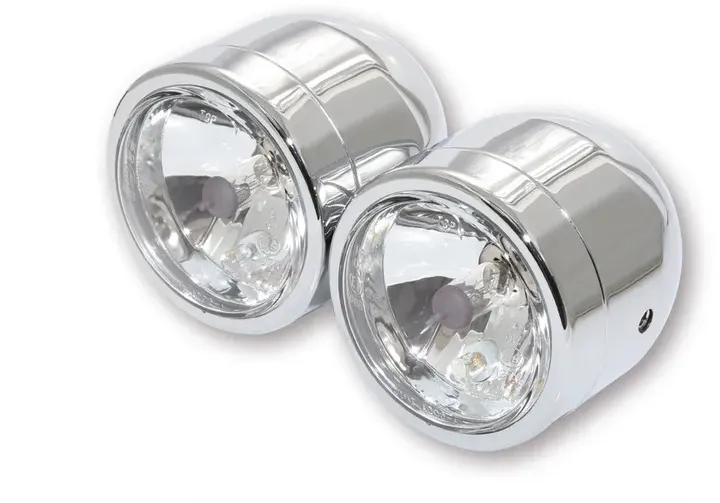 HIGHSIDER smart Set mit 2 Scheinwerfern Chrom Fernlicht und Abblendlicht, E-geprüft (Paar)