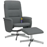 vidaXL Massagesessel, mit Fußhocker Dunkelgrau Stoff