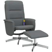 vidaXL Massagesessel, mit Fußhocker Dunkelgrau Stoff