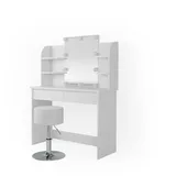 Vicco Schminktisch Charlotte Weiß 108 cm + LED und Hocker