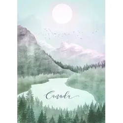 Bild KOMAR "Vintage Travel Canada", grün (farbe bild(er): grün), B:50cm H:70cm, Papier, Holz, Bilder, Wandbild zur Dekoration - ohne Rahmen
