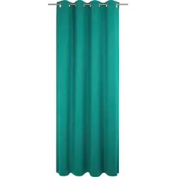 Vorhang ADAM "Uni Collection" Gr. 1, blau (petrol), B:145cm H:145cm, Baumwolle (Bio-Baumwolle), Gardinen