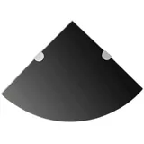 furnicato Wandregal Wand-Eckregal Schwarz 35 x 35 cm aus Hartglas, 2-tlg., Belastbare Glasecke mit 15 kg Tragkraft für Bad und Wohnzimmer schwarz 35 cm x 0.8 cm