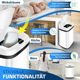 Kesser KESSER® Sensor Mülleimer Küche Automatik mit Bewegungssensor Abfalleimer | Soft-Close-Deckel Müllbehälter mit Touch-Bedienfeld & Sensor LCD-Display Edelstahl inkl. Müllsackhalter