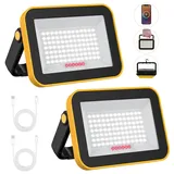 LED Baustrahler Akku, T-SUNUS LED Strahler Akku USB Wiederaufladbar mit 5 Lichtmodi, Arbeitsstrahler Tragbar Wasserdicht 180° Drehung für Angeln Notfall Garage Werkstatt