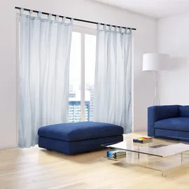 Relaxdays Vorhänge mit Schlaufen, 2er-Set, Voile, halbtransparente Gardinen, einfarbig, Polyester HxB 245x140 cm, Silber