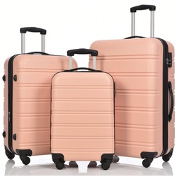 Ulife Trolleyset Rollkoffer Reisekoffer Geschäftsreisekoffer mit TSA-Schloss, 4 Rollen, (3 tlg) rosa