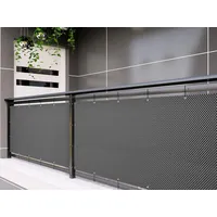 dynamic24 Polyrattan PVC Sichtschutzmatte 300x100 Balkon Sichtschutz Zaun Windschutz grau