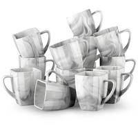 Malacasa Serie Blance Marmorgraue Kaffeetassen, 11,4 cm, Porzellan-Kaffeeservice, Tassenset, 340 ml, 12er-Set
