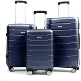 Easy Move ABS Hartschalenkoffer - Reisekoffer mit 360° Rädern, Zahlen-Schloss -, Hartschalenkoffer, Luggage, Trolley Koffer (Dark Blue, Set)