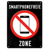 speecheese Smartphonefreie Zone Handy verboten Metallschild XL in 21x28 cm Handyfreie Zone Verbotsschild für Telefone um eine persönliche Atmosphäre in einem Raum zu schaffen