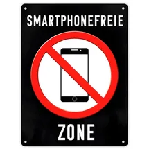 speecheese Smartphonefreie Zone Handy verboten Metallschild XL in 21x28 cm Handyfreie Zone Verbotsschild für Telefone um eine persönliche Atmosphäre in einem Raum zu schaffen