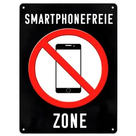 speecheese Smartphonefreie Zone Handy verboten Metallschild XL in 21x28 cm Handyfreie Zone Verbotsschild für Telefone um eine persönliche Atmosphäre in einem Raum zu schaffen