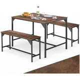 Tectake tectake® Sitzgruppe, 3-teilig, Industrial Style, mit höhenverstellbaren Kunststofffüßen