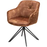 Riess-Ambiente Stuhl EUPHORIA braun Samt Armlehne Metallgestell schwarz drehbar Esszimmer