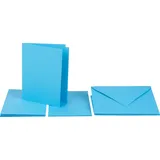 Folia Klappkarten/Doppelkarten für Einladungen, Glückwunsch- oder Grußkarten, 10,5x15cm, himmelblau, 5 Karten + Kuverts + Einlagen