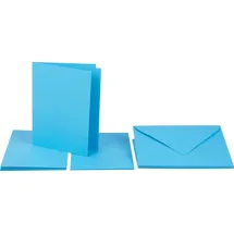 Folia Klappkarten/Doppelkarten für Einladungen, Glückwunsch- oder Grußkarten, 10,5x15cm, himmelblau, 5 Karten + Kuverts + Einlagen