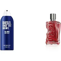 Diesel Only the Brave Body Spray 200ml + D by Diesel Red Parfüm | Eau de Parfum für Herren 30 ml