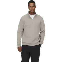 Only & Sons Herren Pullover ONSCERES HALF ZIP SWEAT Regular Fit 22019055 Silber Lining S