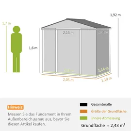 Outsunny Gerätehaus 2,13 x 1,31 m Grau