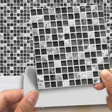 Fliesenaufkleber Mosaik Schwarz Grau Küchenrückwand,Wasserdicht Ölfest ​Klebefliesen Küche Fliesenaufkleber Bad,Fliesenfolie 3D Wandpaneele Selbstklebend 10 PC(20x20cm)