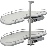 Karussell Eckschrank Cornerstone Maxx Set Planero - Schrankauszug Küche - Moderner Organizer Für Den Eckschrank, Kb 1000mm Fb 500mm Links, Stahl/holz Silber/hellgrau - Vauth-sagel
