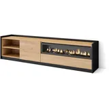 SKRAUT HOME Lowboard 207x50x37 cm Eiche Schwarz Holzwerkstoff