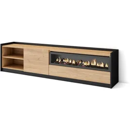 SKRAUT HOME Lowboard 207x50x37 cm Eiche Schwarz Holzwerkstoff