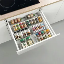 Metaltex Gewürzregal Metall ohne Gewürze Schrank silber Ausziehbar 26 bis 51 cm Schublade