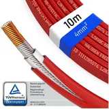 HB-DIGITAL Solarleitung H1Z2Z2-K Solarkabel 4mm2 PV Kabel Photovoltaik Solarkabel, Solarstecker, (1000 cm), TÜV Rheinland zertifizierte PV Kabel rot