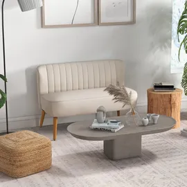 Homcom 2-Sitzer Stoffsofa Polstersofa Doppelsofa Sitzmöbel Loungesofa Holz Samtartiges Polyster Schaumstoff Cremeweiß 117 x 56,5 x 77 cm -