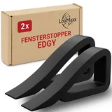 LouMaxx Fensterstopper beim Lüften – Türkeil – Der Allrounder im Bereich Fensterkeile und Türstopper Boden – Fenster Stopper Gummi – 2er Pack in Schwarz