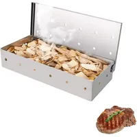 Räucherbox, Edelstahl BBQ Grill Smoker Box für Smoker, Holzkohle und Gasgrills