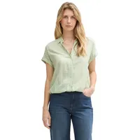Tom Tailor 1045239 Kurzarm-bluse - True Green White Thin