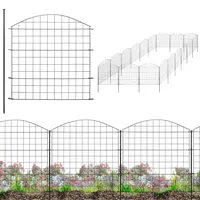 V2Aox Zaun Gartenzaun Steckzaun Teichzaun für Garten Teich 18 Zaunelemente 78 cm hoch Metall Hundezaun Gitterzaun Oberbogen Schwarz V2Aox6 x 6cm