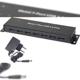 Renkforce RF-3955359 USB-Hub 7 Port USB 3.0 5 GBit/s zur Wandmontage, Metallgehäuse Schwarz RF-3955359