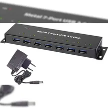 Renkforce RF-3955359 USB-Hub 7 Port USB 3.0 5 GBit/s zur Wandmontage, Metallgehäuse Schwarz RF-3955359