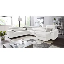 Calia Italia Wohnlandschaft CALIA ITALIA "CS_Mambo, U-Form, Familiensofa, bequem und zeitlos", beige (creme), B:360cm H:98cm T:286cm, Sofas, Wohnlandschaft, in Leder, inklusive Kopfteilverstellung